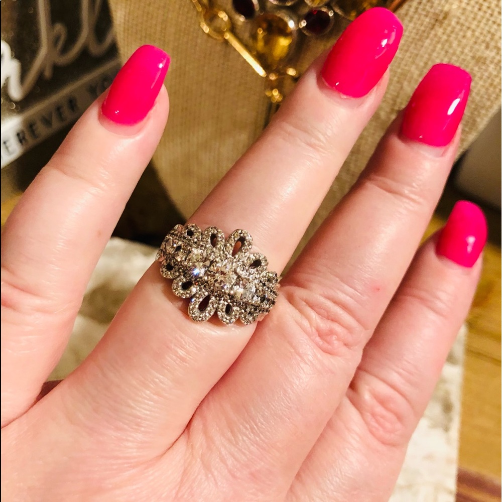 Sterling silver double crown CZ RING - Picture 7 of 10